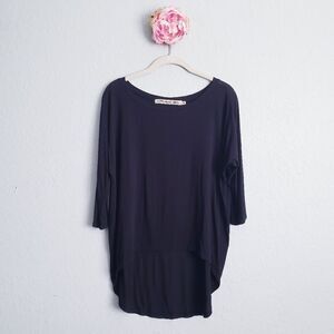 Michael Stars Black‎ Hi Lo 3/4 Sleeve Top